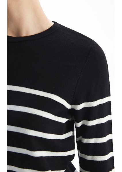 Yeni Sezon Bisiklet Yaka Çizgili Uzun Kollu Kadın Triko Kazak indirimleri