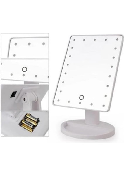 Dokunmatik LED Işıklı Pilli Masa Üstü Makyaj Aynası Makyaj Aynası Ledli