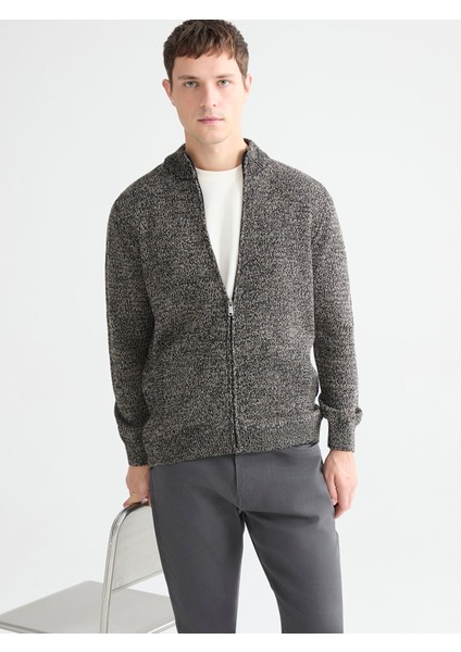 Yeni Sezon Standart Kalıp Dik Yaka Erkek Triko Hırka