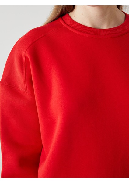 Yeni Sezon Bisiklet Yaka Düz Oversize Kadın Kalın Sweatshirt modelleri