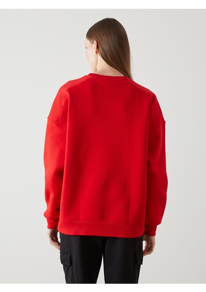 Yeni Sezon Bisiklet Yaka Düz Oversize Kadın Kalın Sweatshirt fırsatları