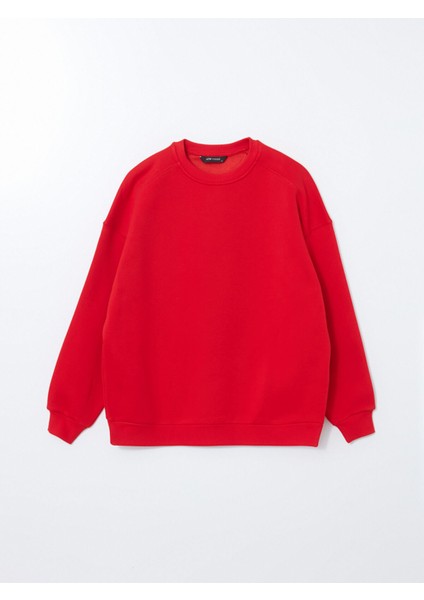 Yeni Sezon Bisiklet Yaka Düz Oversize Kadın Kalın Sweatshirt indirimleri