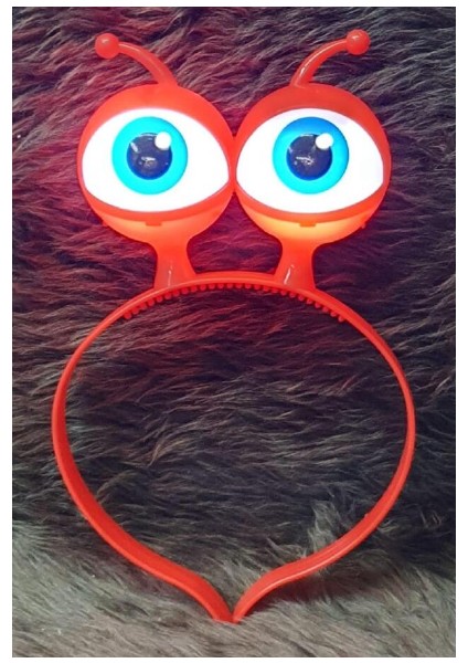 LED Işıklı &amp;amp;amp; Pilli 3 Farklı Modda Yanan Uzaylı Göz Parti Tacı Kırmızı Renk 18X12 cm (5358) fiyatları