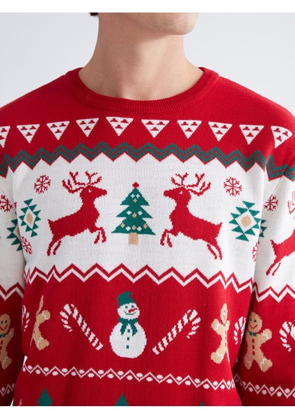 Yeni Sezon Bisiklet Yaka Yılbaşı Temalı Erkek Triko Kazak modelleri