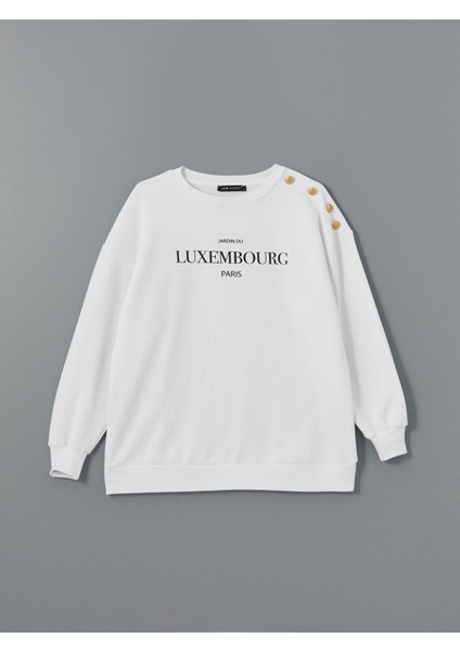 Yeni Sezon Bisiklet Yaka Baskılı Kadın Kalın Sweatshirt Tunik indirimleri