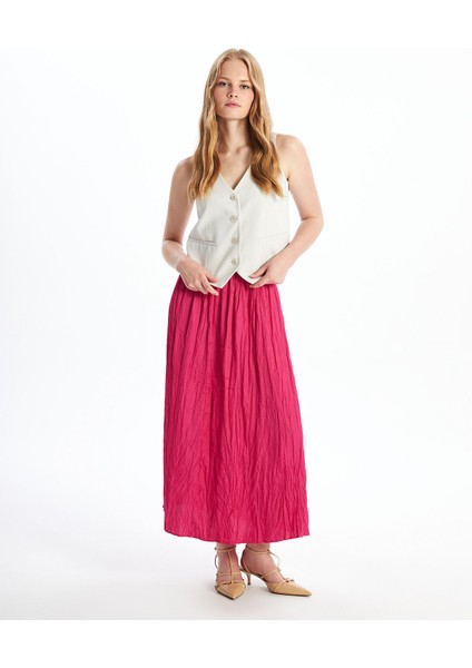 Yeni Sezon Beli Lastikli Saten Kadın Etek