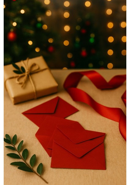 Kırmızı Zarf Mektup Davetiye Kart Zarfı 10 Lu M2/80 gr Kağıt