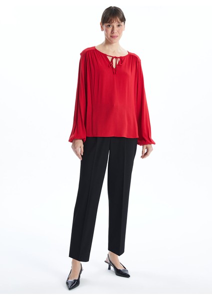 Yeni Sezon Kadın Bağlamalı Yaka Düz Bluz fiyatları