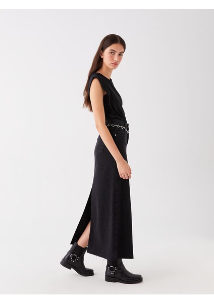 Yeni Sezon Standart Fit Kadın Jean Etek