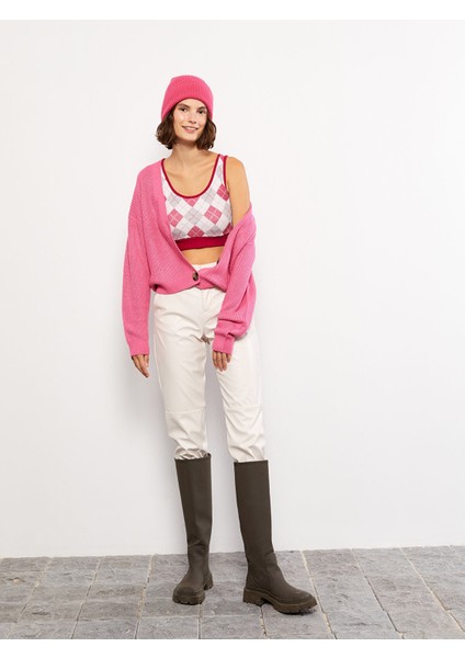 Yeni Sezon U Yaka Baklava Desenli Kadın Triko Atlet fiyatları