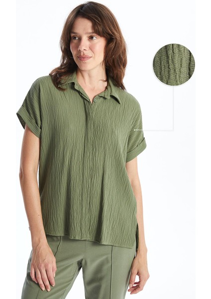 Yeni Sezon Dokulu Oversize Kadın Gömlek