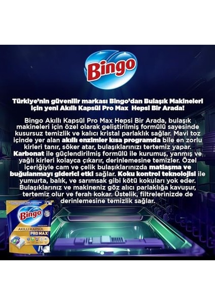 Bingo Akıllı Kapsül Pro Max Bulaşık Makinesi Deterjanı Tableti 60'lı fiyatları