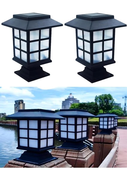 2 Adet Solar Güneş Enerjili 15W LED Set Üstü Bahçe Aydınlatması, Su Geçirmez, 3200K-6500K, Sütun Üzeri Patika, Teras, Çit, Duvar, Balkon Dekorasyonu, Peyzaj Işık 210 * 135 mm