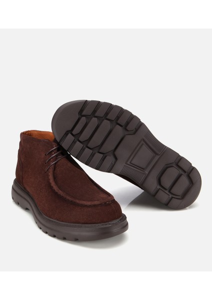 02BOH311930A480 ERKEK Süet Deri Kahverengi Dikiş Detaylı Chelsea Bot