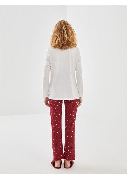 Yeni Sezon Bisiklet Yaka Baskılı Kadın Pijama Takımı fırsatları