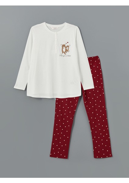 Yeni Sezon Bisiklet Yaka Baskılı Kadın Pijama Takımı indirimleri