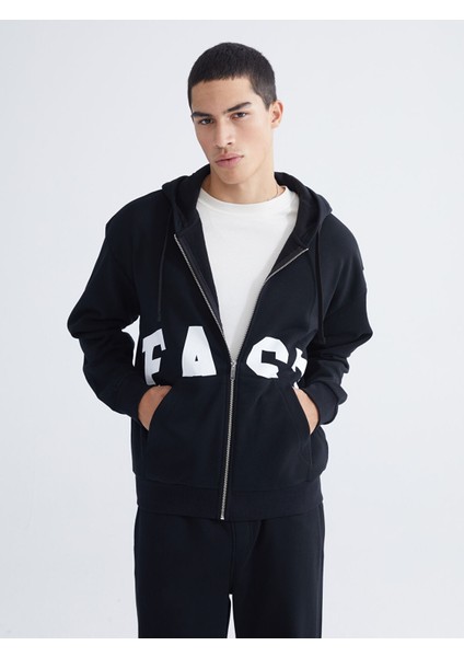 Yeni Sezon Kapüşonlu Erkek Fermuarlı Sweatshirt