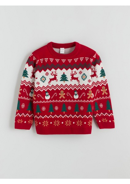 Yeni Sezon Bisiklet Yaka Yılbaşı Temalı Erkek Çocuk Kazak