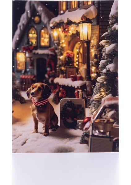 Kartpostal, Yılbaşı, Küçük Köpek, 12X17 cm 6 Adet