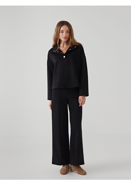 Yeni Sezon Dik Yaka Düz Oversize Kadın Sweatshirt fiyatları