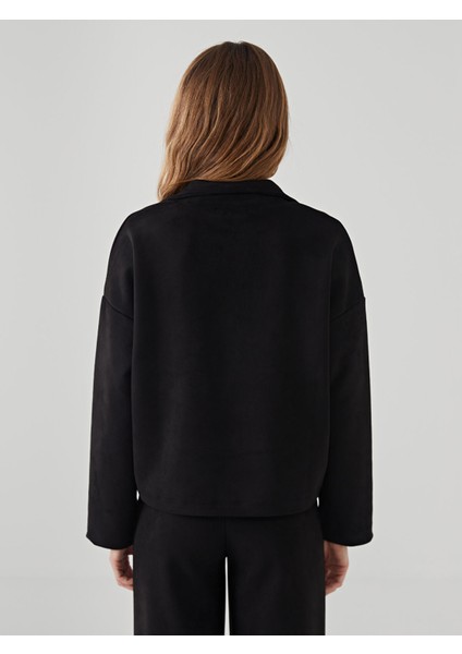 Yeni Sezon Dik Yaka Düz Oversize Kadın Sweatshirt fırsatları