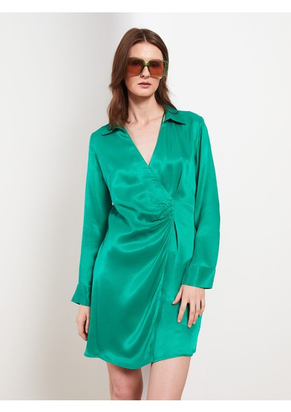 Yeni Sezon Düz Uzun Kollu Saten Kadın Gömlek Elbise modelleri