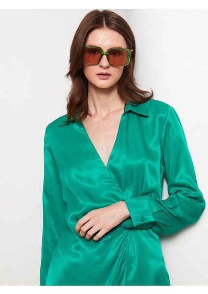 Yeni Sezon Düz Uzun Kollu Saten Kadın Gömlek Elbise indirimleri