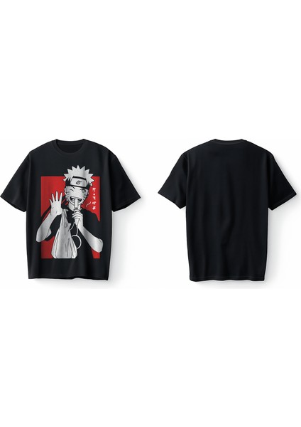 Naruto Anime Stil Kakashi Ice Cream Japanese Japon Oversize Unisex Tişört T-Shirt modelleri