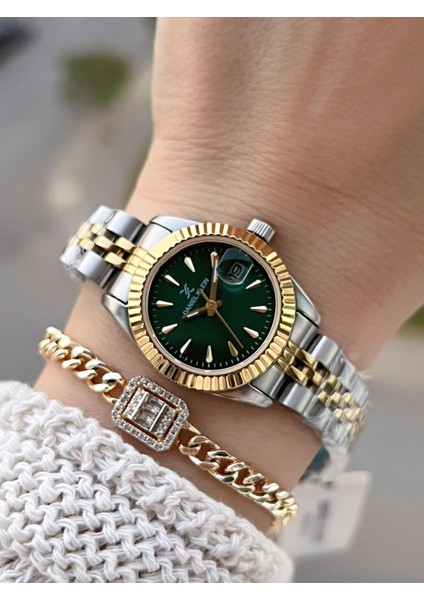 Çelik Kordonlu 2 Yıl Garantili 3 Atm Suya Dayanıklı Kadın Kol Saati+Bileklik BD.10030.5