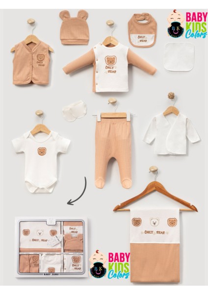 Ayıcık Nakışlı %100 Pamuklu 10'lu Hastane Çıkışı