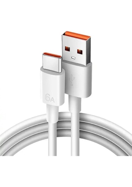 Usb-C 67W Max 6A Hızlı Şarj USB Kablosu, Beyaz 2 Metre