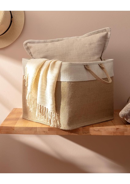 Coco Eva Kare Sepet, Bej, 33X33X30CM