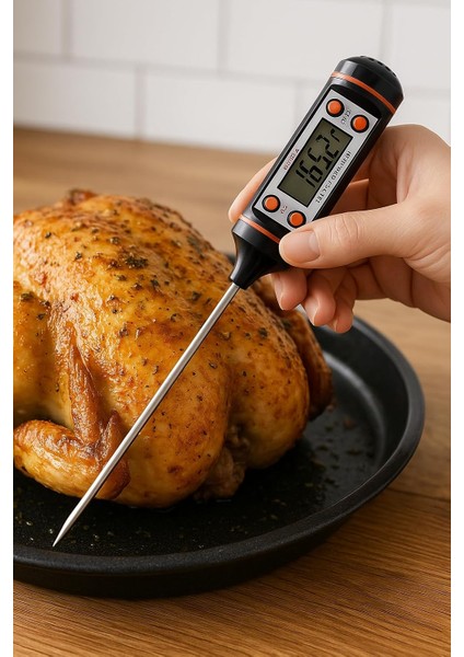 Store Et ve Gıda Termometresi, Anında Okuma Özellikli, Paslanmaz Çelik Prob, LCD Ekranlı Mutfak Termometresi