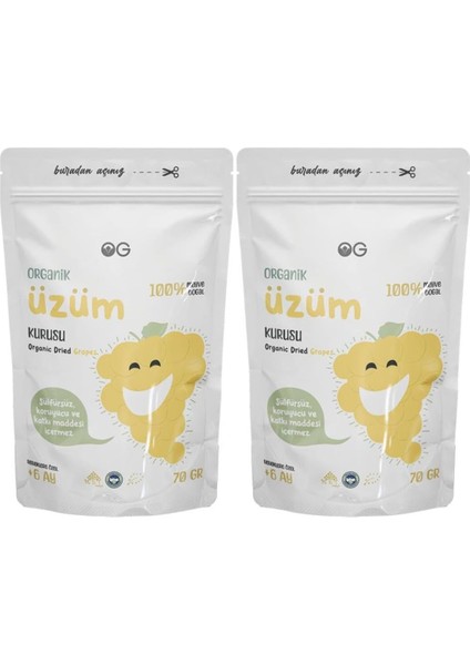 Og 2'li Organik Üzüm Kurusu 70G