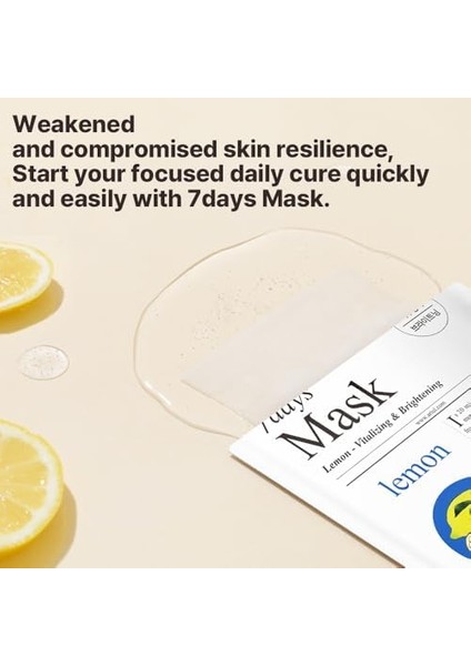 Ariul 7 Days Mask Lemon C - Canlandırıcı ve Aydınlatıcı Limon Özlü Vegan Kağıt Mask