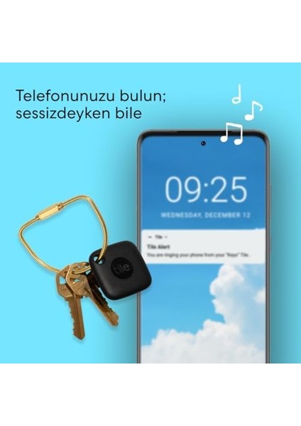 Mate Smart Tag, Siyah, Bluetooth Takip Cihazı - Anahtarlar, Çantalar, Evcil Hayvanlar Için Eşya Bulucu, 76 Metre Mesafeye Kadar, Suya Dayanıklı, Ios ve Uyumlu modelleri