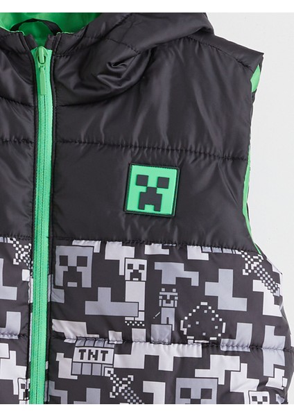 Yeni Sezon Kapüşonlu Minecraft Baskılı Erkek Çocuk Şişme Yelek modelleri