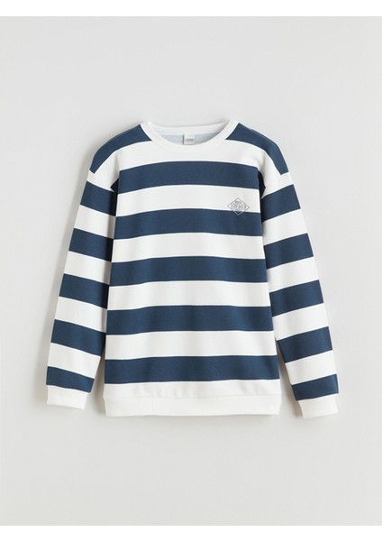 Yeni Sezon Bisiklet Yaka Çizgili Erkek Çocuk Sweatshirt