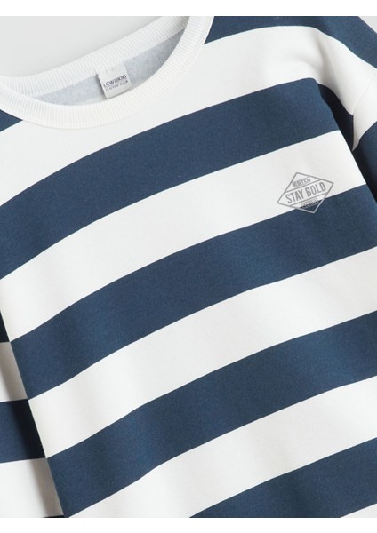 Yeni Sezon Bisiklet Yaka Çizgili Erkek Çocuk Sweatshirt modelleri