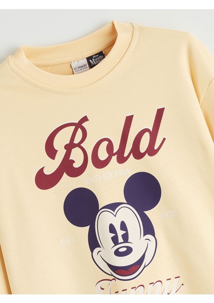 Yeni Sezon Bisiklet Yaka Mickey Mouse Baskılı Kız Çocuk Sweatshirt fiyatları