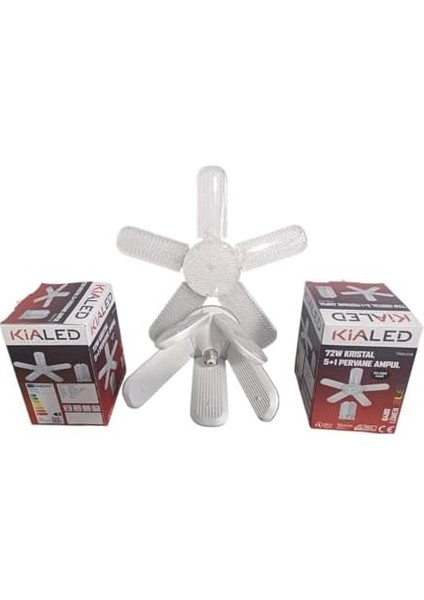 LED Ampul 72W – 5 Kanatlı, Katlanabilir, Yüksek Işık Gücü, E27 Duy, 6500K Beyaz Işık, 360° Aydınlatma modelleri