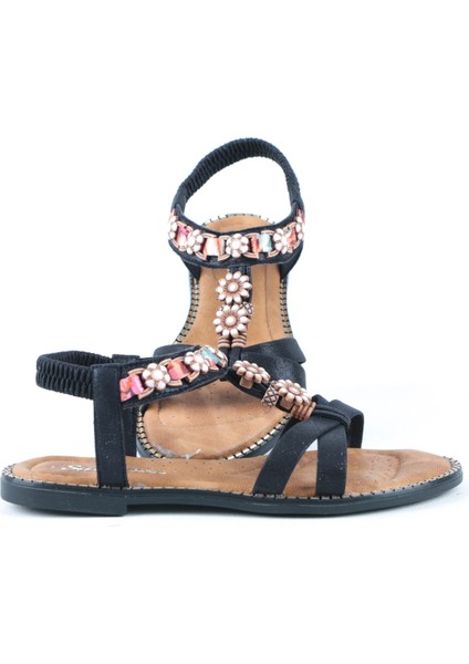 254 Siyah Ortopedik Taban Bayan Sandalet Ayakkabı modelleri