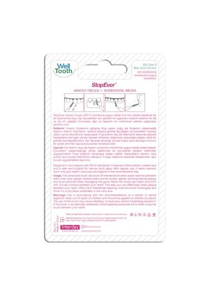 Stopever Well Tooth Arayüz Fırçası Size 0 | 0.4 mm Ince Telli Diş Arası Fırçası, Taşıma Kutusu Hediyeli | Ortodontik Kullanıma Uygun | 6 Adet modelleri