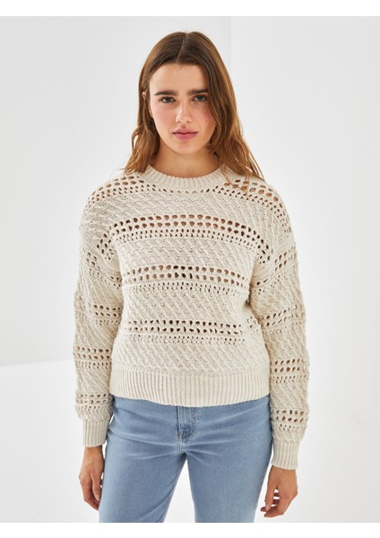 Yeni Sezon Bisiklet Yaka Ajurlu Kadın Triko Kazak