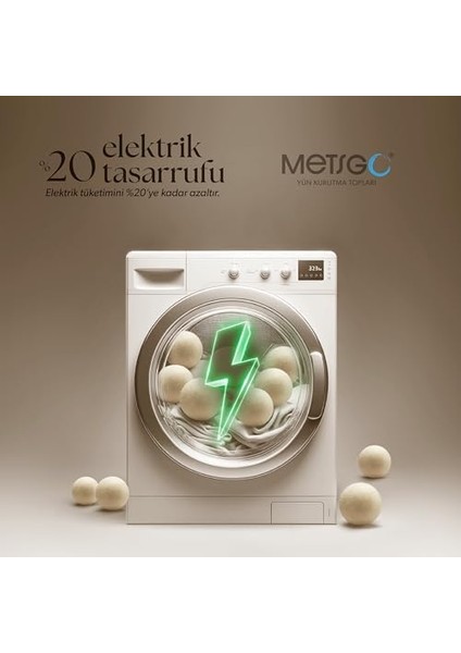 Metsgo | Yün Kurutma Topları -%100 Organik Koyun Yünü - Çamaşır Kırışık Önleyici - Kurutma Makinesi Topları - Çamaşır Tüy Toplayıcı – Antistatik Çamaşır Topları – Doğal Çamaşır Kurutma Topları fiyatları