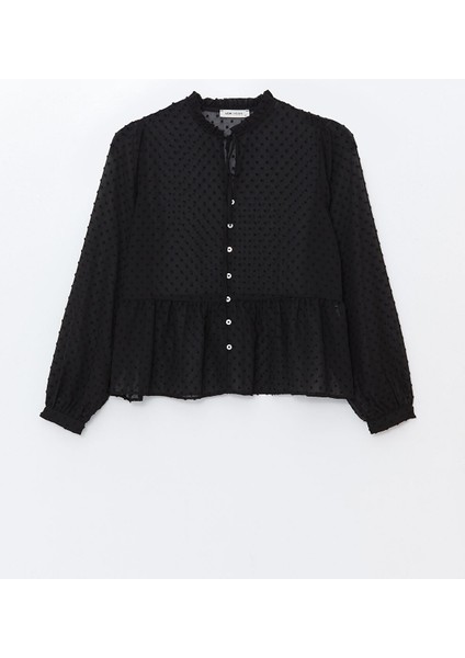 Yeni Sezon Bağlamalı Yaka Dokulu Kadın Bluz