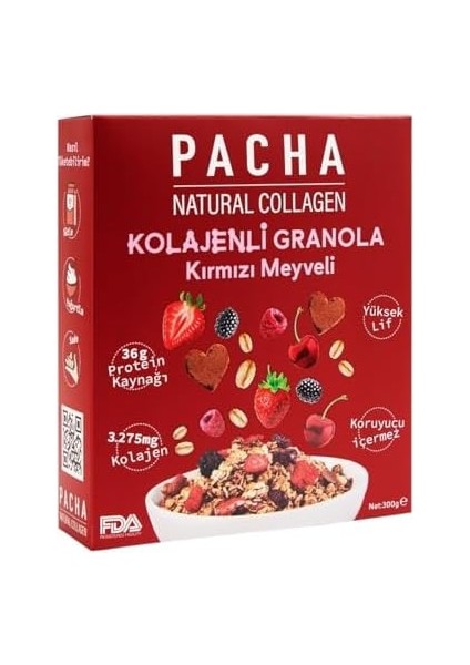 Pachanola | Doğal Kolajen ve Proteinli Granola | Kırmızı Meyveli