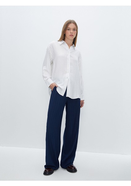 Yeni Sezon Beli Lastikli Dokulu Kadın Pantolon