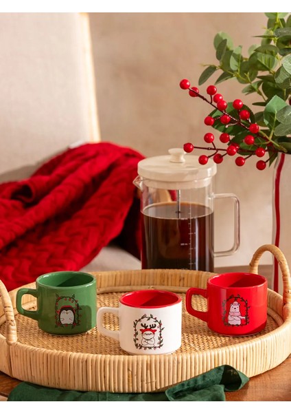 Home Yılbaşı Temalı We Bare Bears Baskılı 3'lü Porselen Kupa Seti 184 ml