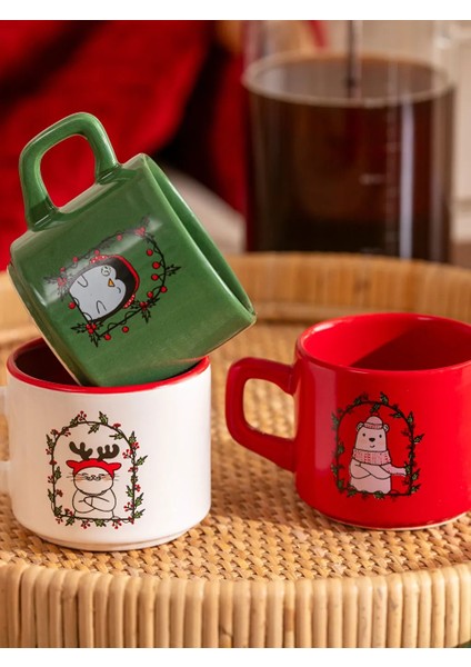 Home Yılbaşı Temalı We Bare Bears Baskılı 3'lü Porselen Kupa Seti 184 ml fiyatları